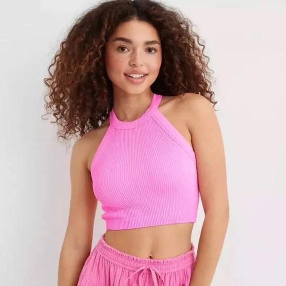 Billabong Pink Ribbed Halter Neck Crop Top Seamless Sleeveless S/N 2937TY Medium